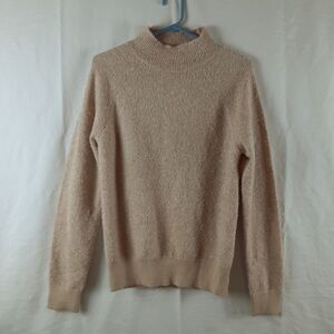 Hem & Thread Womens Small Khaki Tan Sweater Mock Neck Lightweight NEW